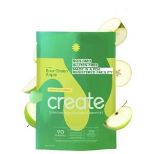 Creatine Monohydrate Gummies for Men & Women (Sour Green Apple) 90 Count